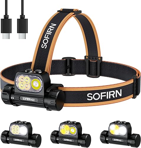 Sofirn HS22 - Linterna frontal recargable de 2500 lúmenes, control de temperatura de color de 2700 K-6500 K, lámpara LED de alto brillo con