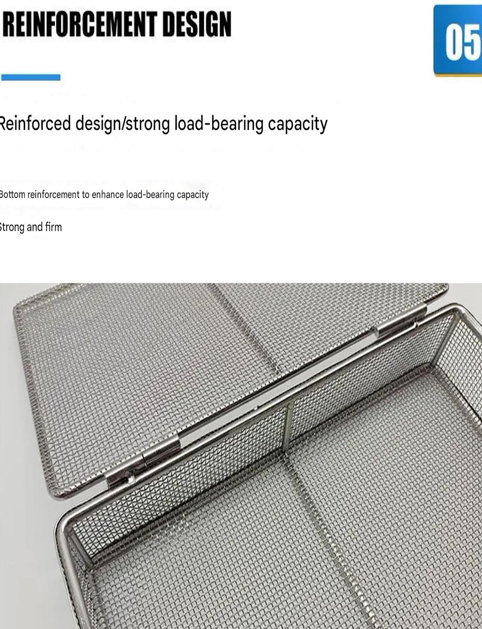 Cesta de desinfección de acero inoxidable 304,bandeja quirúrgica de malla de 1mm,cesta quirúrgica for instrumental médico con tapa,bandeja médica(12x12x5cm/4.72x4.72x1.97in)