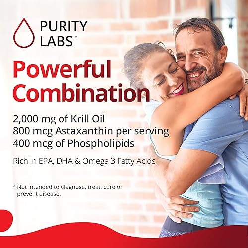 Miniatura 4 de Purity Labs Aceite de krill antártico de 2000 mg Omega-3 con astaxantina 800mcg – Suplementos veganos para apoyar la memoria, el corazón, la salud