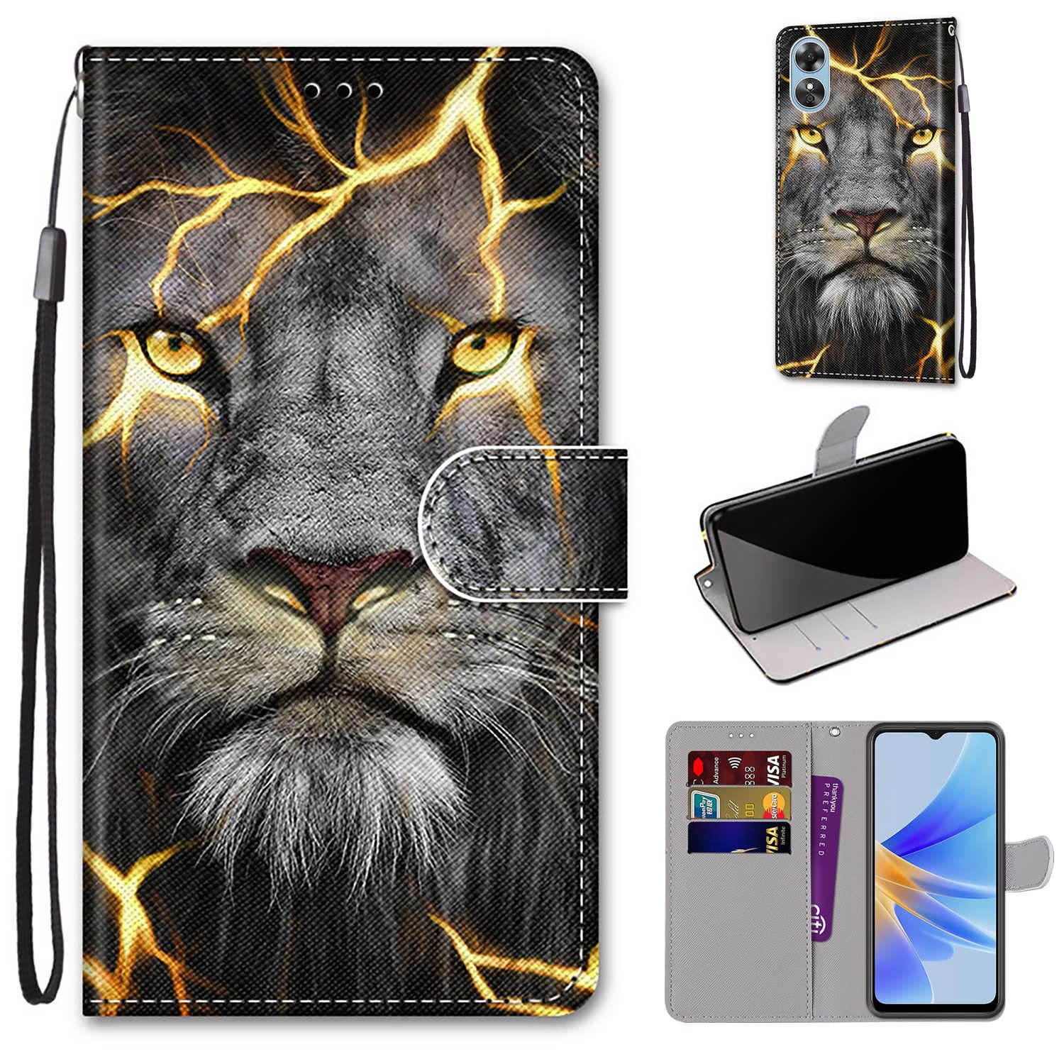 COVER CUSTODIA PER OPPO A17 A PORTAFOGLIO LIBRO PELLE