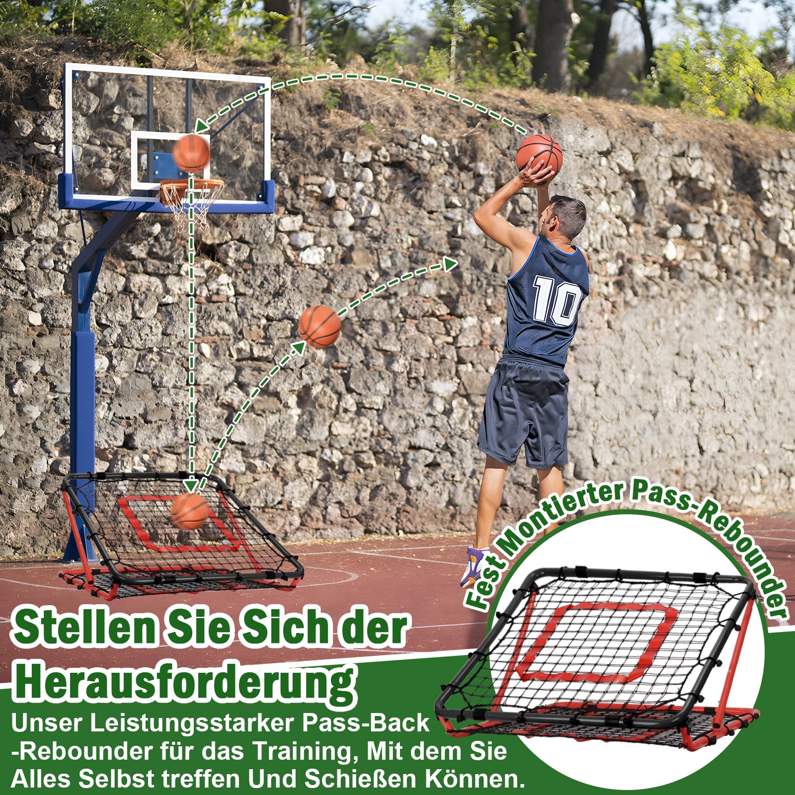 BaseGoal Rebounder für Fußball 85 * 85cm, 8 Winkel Einstellbar