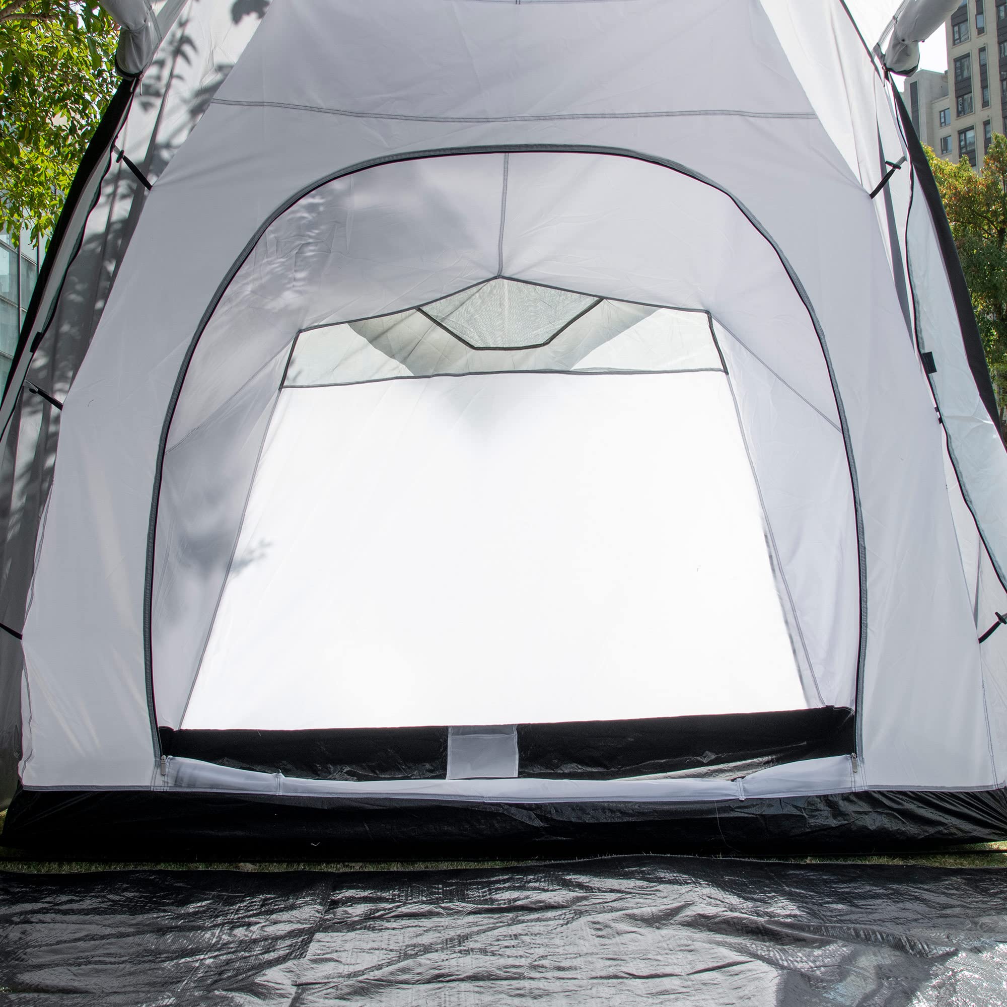 Outsunny Tienda de Campaña Familiar para 4-6 Personas Tienda de Camping Plegable Ligero con 2 Ventanas y Bolsa de Transporte Impermeable Anti-UV para Senderismo 590x245x193 cm Gris