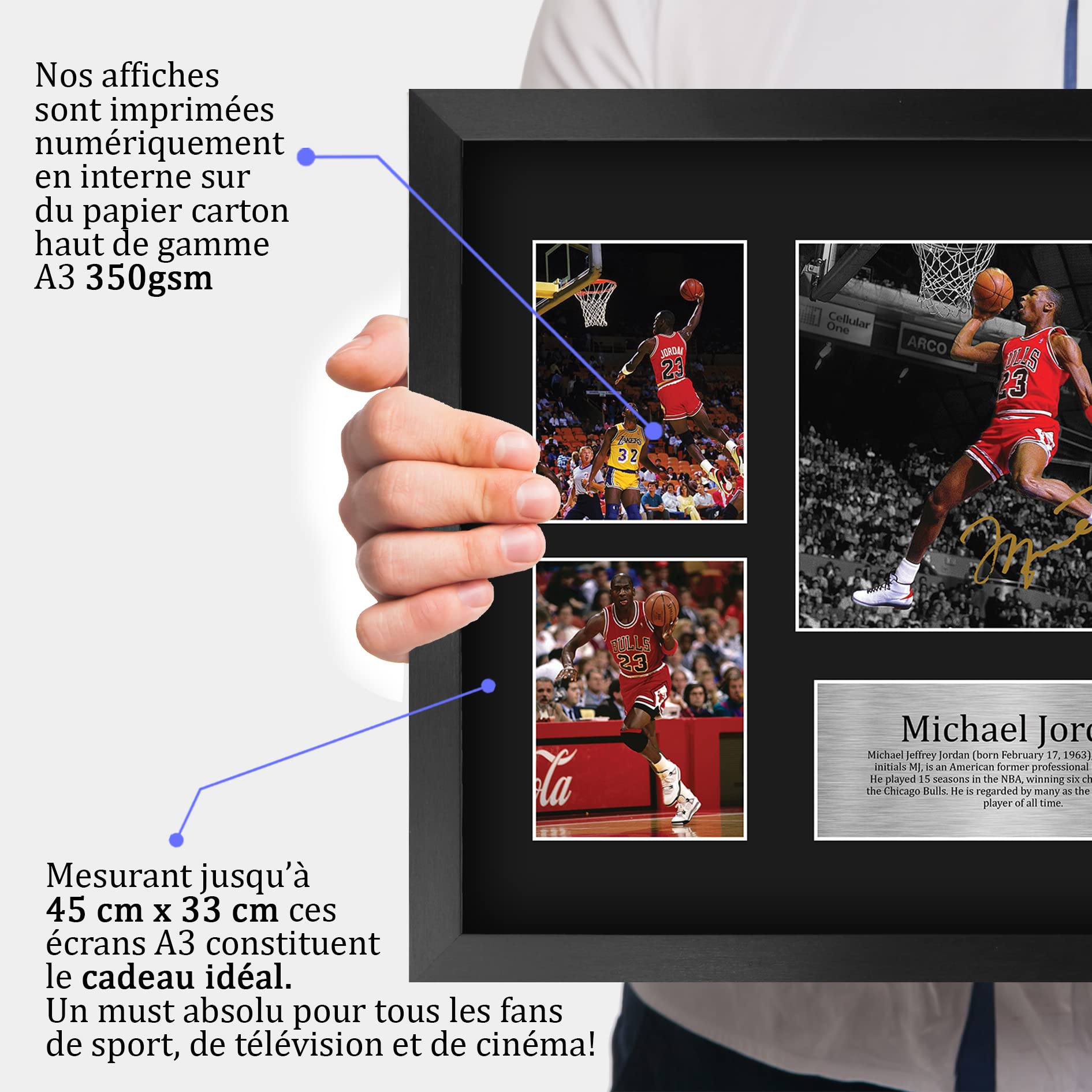 Michael Jordan Chicago Bulls Photo Autographe Signée A3 Encadré Cadeaux Basket-ball