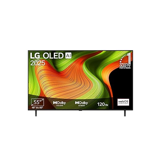 LG OLED55B59LA TV 55 Inch (139 cm) 4K OLED AI TV (α8 Gen2 4K AI Processor, webOS 25, 120Hz) [Model Year 2025]