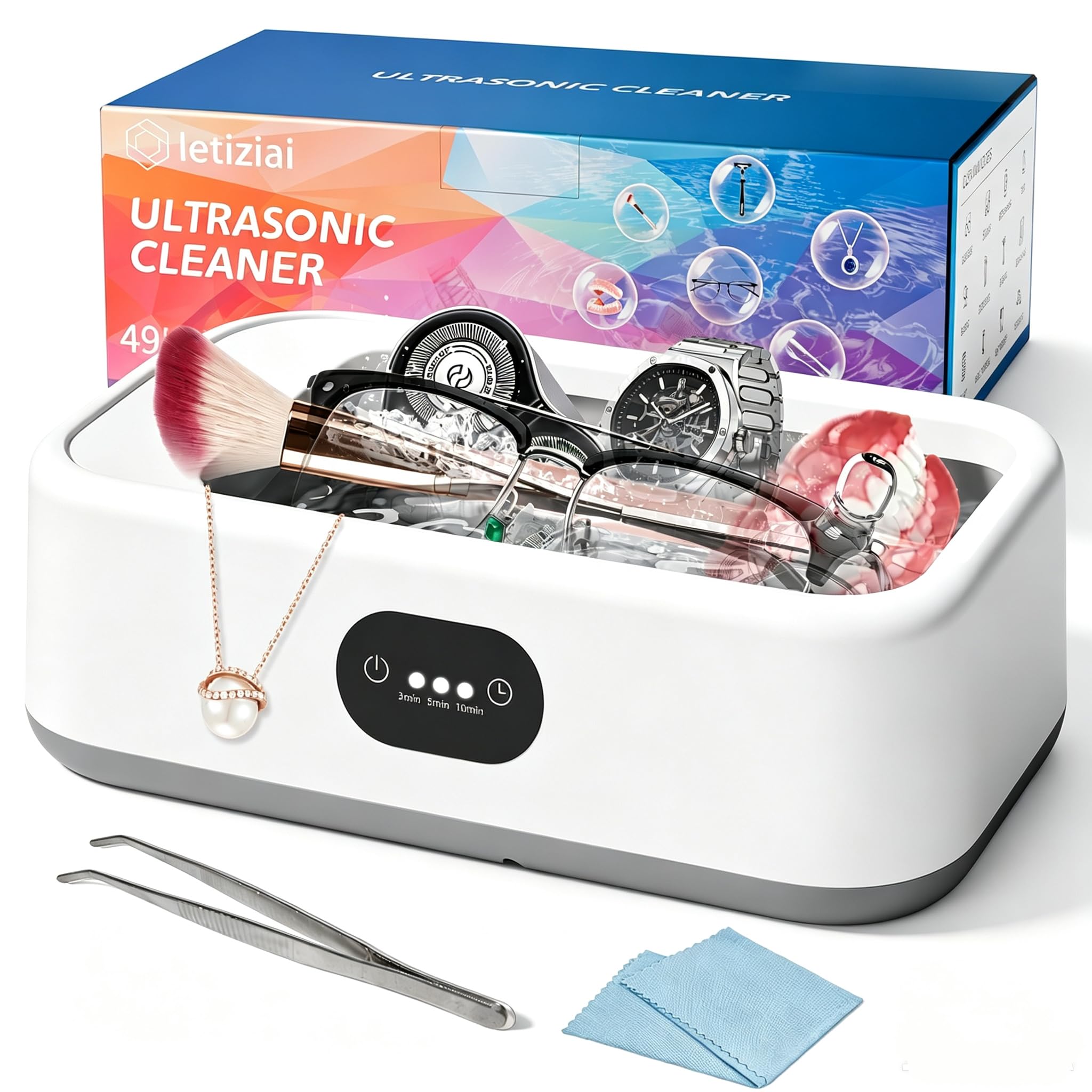 Ultraschallreinigungsgerät, Ultraschallreiniger 640ML für Brillen Schmuck | 49000Hz Ultrasonic Cleaner mit 3 Modi, Einfache Bedienung, Kompakt und Tragbar, Leiser Betrieb Sowie Effektive Reinigung