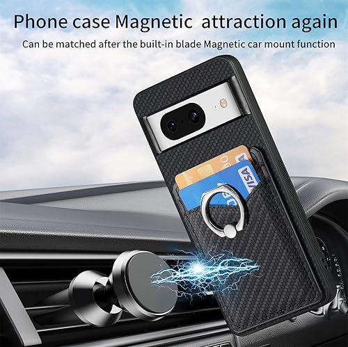 Miniatura 4 de Asuwish Funda de teléfono para Google Pixel 8 5G con protector de pantalla de vidrio templado y soporte de anillo delgado, soporte para tarjeta de