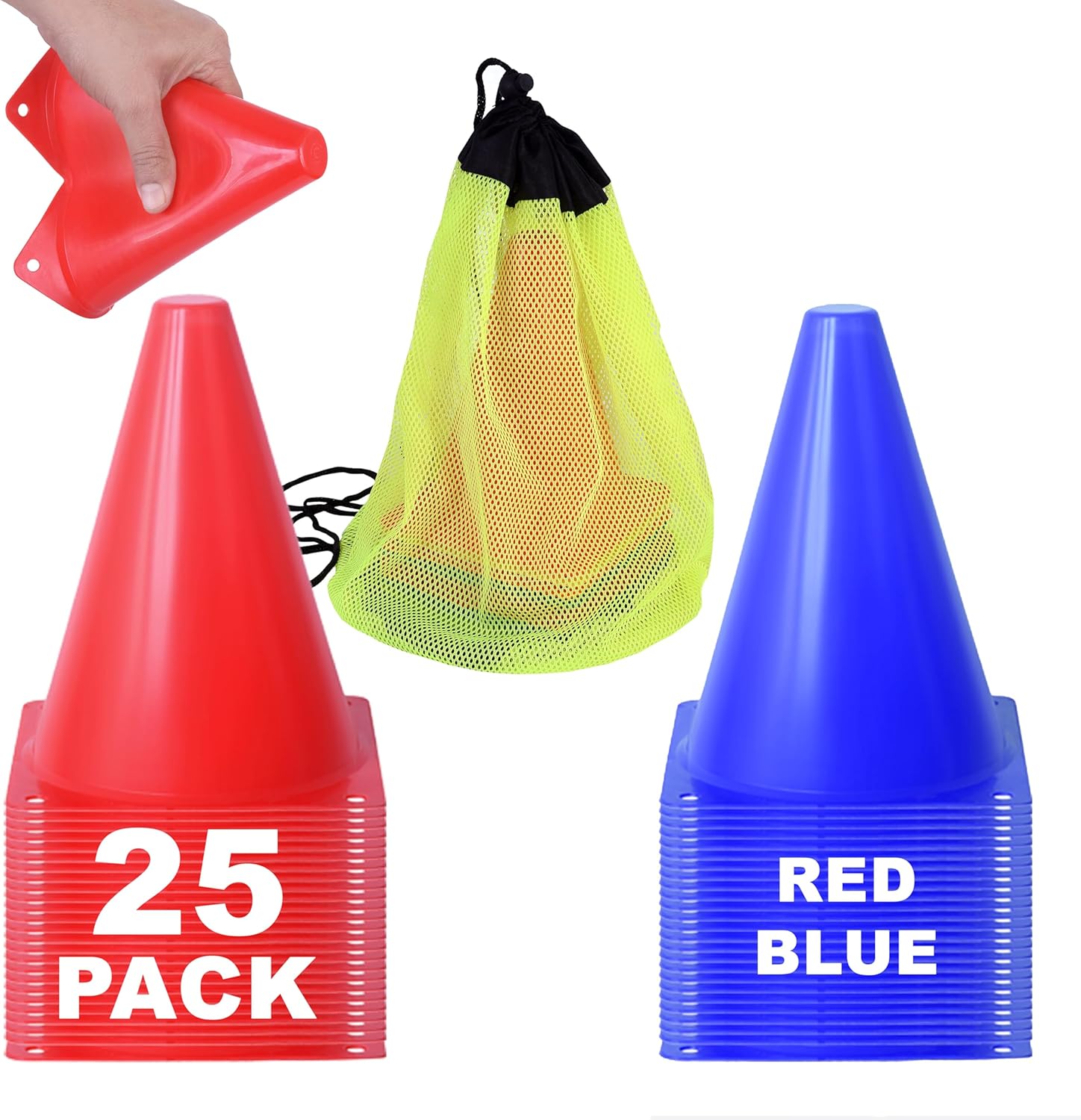 Athllete Cones for Sports Training, 7 Inches Tall & Visible, Durable and Easy to Handle Sports Cones, Ideal for All Kinds of Training Cones Activities and Field Practice Sport