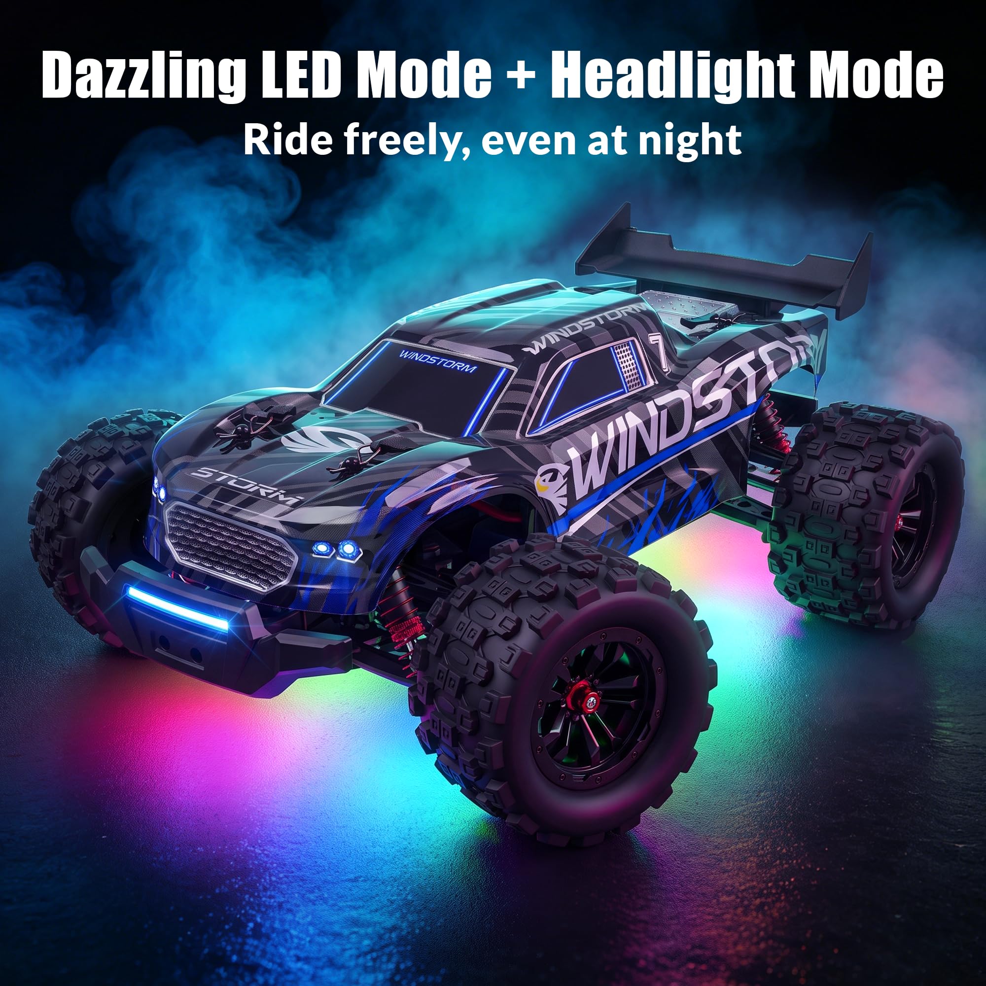 Coche Teledirigido - 1:14 Coche RC Vehículo Todoterreno Velocidad 40 km/h con Sistema de Transmisión Metálico 2,4GHz 4WD Coche 2 x 1500 mAh BateríAs Recargables dos juegos de ruedas NiñOs Y Adultos
