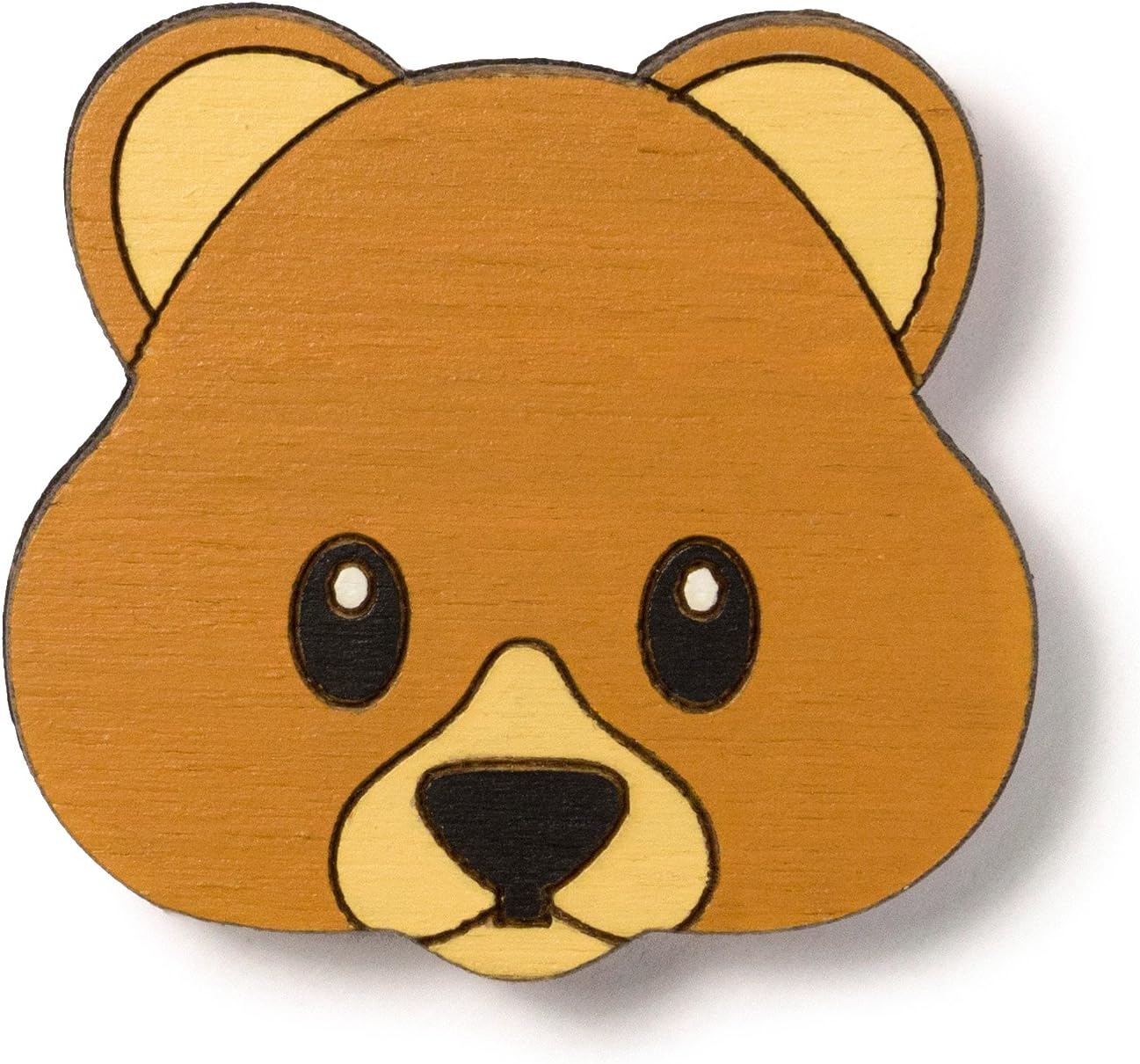 Bear Emoji Wooden Brooch Badge Pin Jewerly Accessories