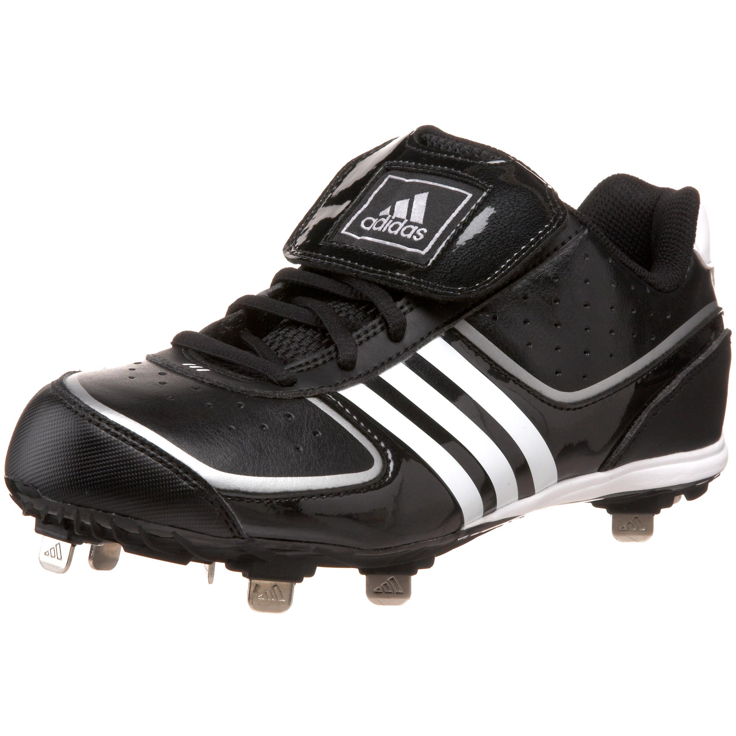 adidas Women's Fastpitch 4 Metal W Softball Shoe,Black/Running White/Metallic Silver,7.5 M US