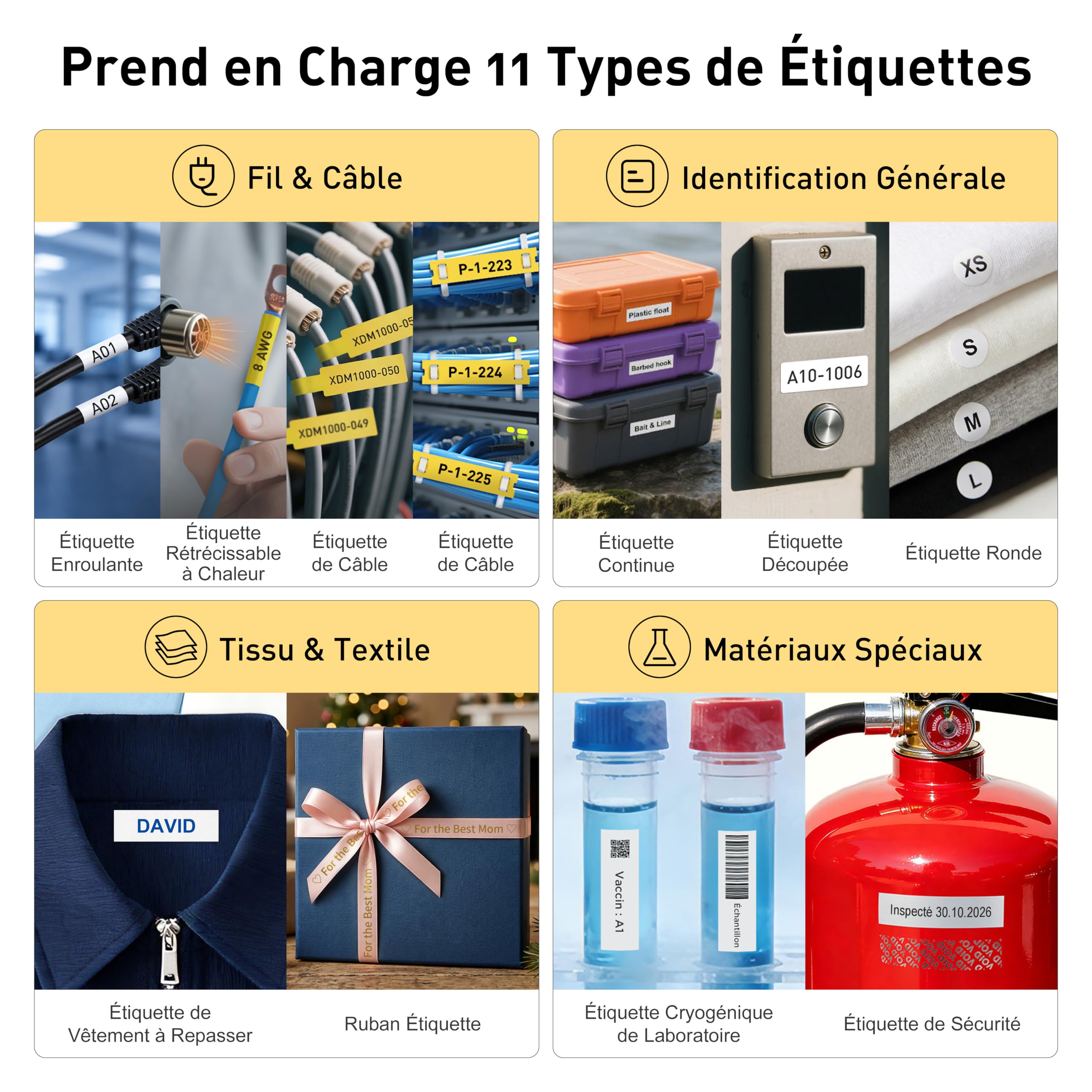 SUPVAN G15M Étiqueteuse Clavier & Bluetooth avec Tube Thermorétractable | Thermorétractable & Multi-Étiquettes, Rechargeable, Marge Réduite,3 Clés Câbles,LCD Rétroéclairé,Thermique,Industrie & Bureau