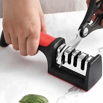 Kanji 4 Fonksiyonlu Paslanmaz Çelik Bıçak, Makas & Satır Bileyici – Elmas, Seramik ve Tungsten Çelik Bileme Sistemi – Ergonomik ve Dayanıklı Bileme Aleti