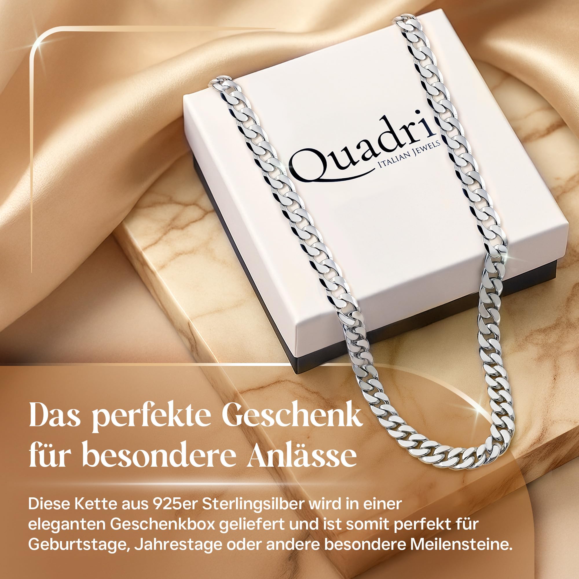 QUADRI - Kette Herren Silber | Silberkette 925 Silber - Halskette Herren