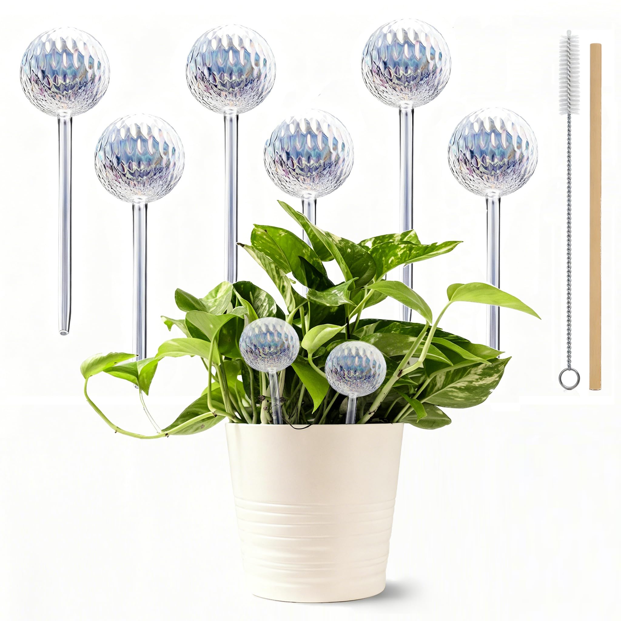 6 Piezas Bolas de Riego Automáticas, Globos de Riego de Vidrio para Plantas de Interior, Sistema de Autorriego por Goteo