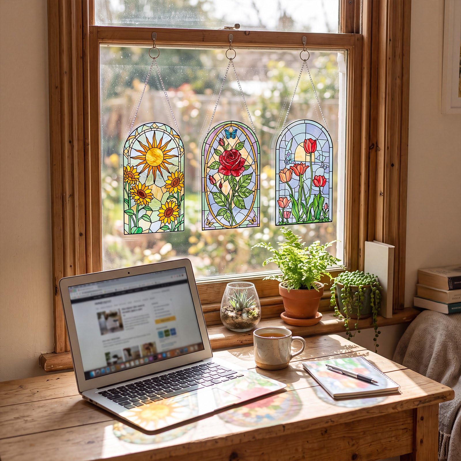 DIY Suncatcher Crafts Kit - Paint Floral Window Art -5