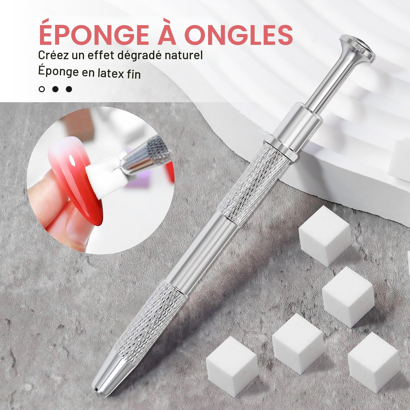 Qufiiry 100 PCS Nail Art Éponge dégradé, Avec Pince Métallique,Eponge Babyboomer Ongle,Utilisé pour Vréer une Variété de Motifs D'art de L'ongle Dégradés