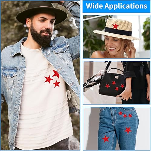 Miniatura 6 de 37 piezas de 6 tamaños de parches de estrellas para planchar, apliques de diamantes de imitación, parches de estrellas con purpurina, parches de