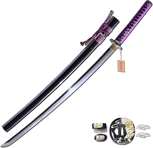 MURASAME Top hecho a mano real Katana Espada Arcilla Templado Honsanmai Acero Hadori-Polaco Maquinilla de afeitar afilada