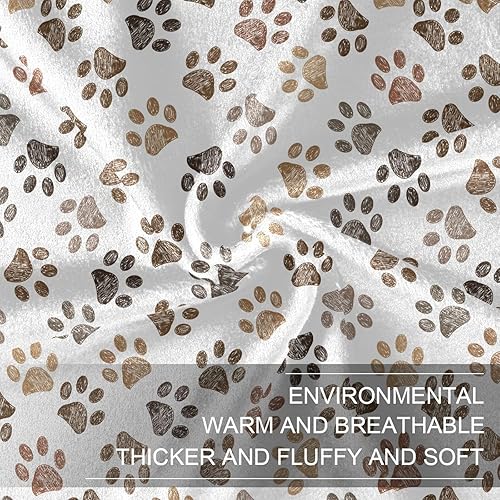 Miniatura 7 de KLL Cute Paws Print Brown Blankets & Throws Fall Sofa Throw Blanket Cozy Comfy Throws 60"x90" for Sofa, Couch, Car Lightweight Bed Blanket