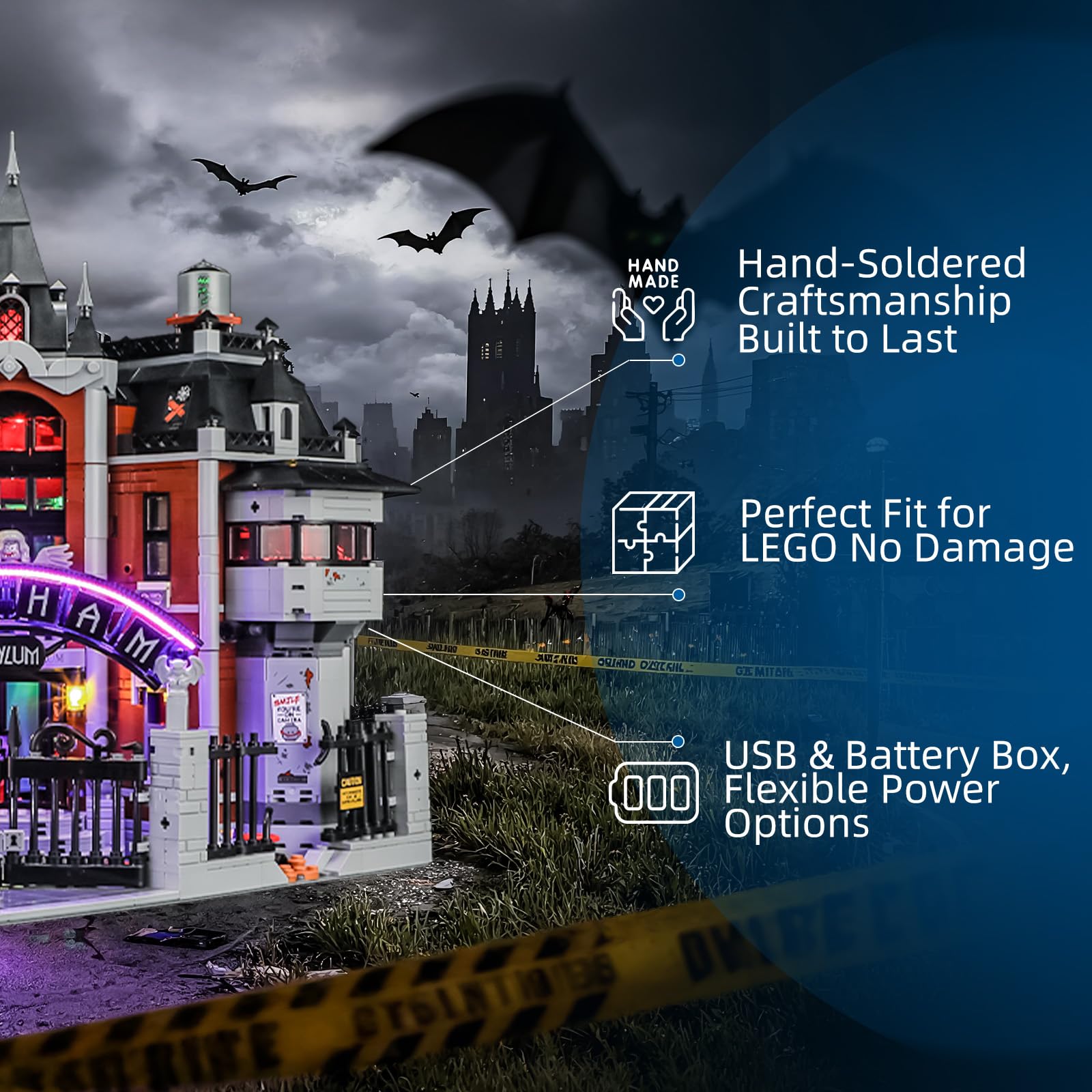 YEABRICKS LED Light for Lego-76300 DC Arkham Asylum Building Blocks Model (Building Set NOT Included), Multicoloured - Image 4