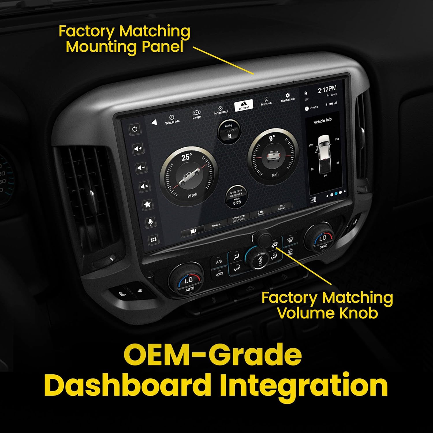 Stinger HORIZON12 12.8" Chevy Silverado/GMC Sierra (2014-18) Stereo HD Radio IP65 Touchscreen, Certified Wireless Apple CarPlay/Android Auto, Bluetooth, HDMI, Camera/USB Inputs, OEM Features
