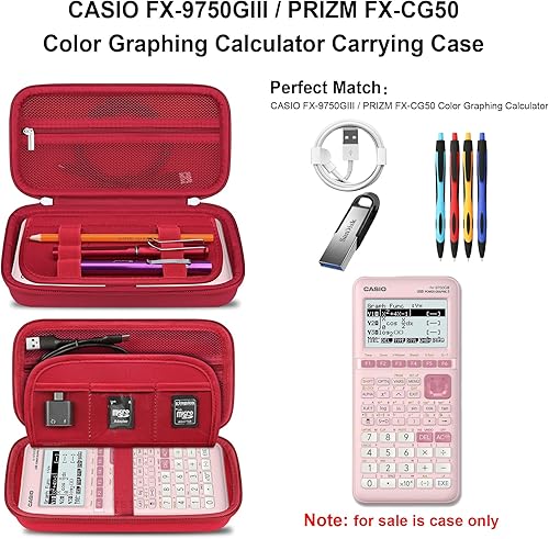 Vista 16 de Elonbo Funda de transporte para calculadora gráfica de color Casio fx-CG50 PRIZM/fx-9750GIII/991ES Plus/ 991CW/ 115ES Plus/300ES/300MS estándar