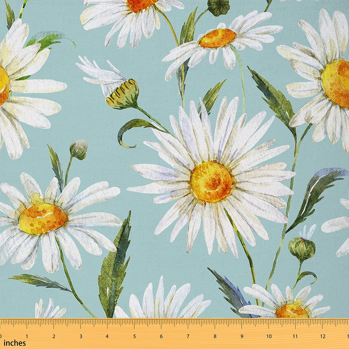 Richhome Multi 22 70S Groovy Daisy Fabric By The Yard Wild Vintage Hippie Flowers Decor Fabric For Sewing Supplies Oil Painting Style Rustic Floral Fabric For Curtain And Home Diy Projects 1 Yard