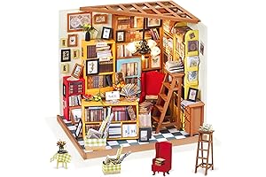 DIY Miniature Dollhouse Kit LEGO Library Model Building Set