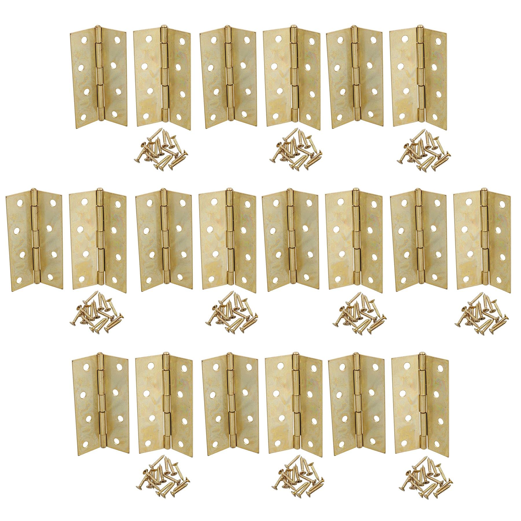 B&Q -  4" (100mm) Brass Plated Steel Door Cabinet Closet Gate Hinges Butt Hinge 20Pk