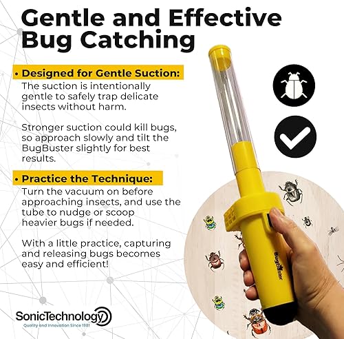 Miniatura 5 de Bugbuster aspiradora de arañas e insectos con tecnología sónica, funciona con batería y no daña.