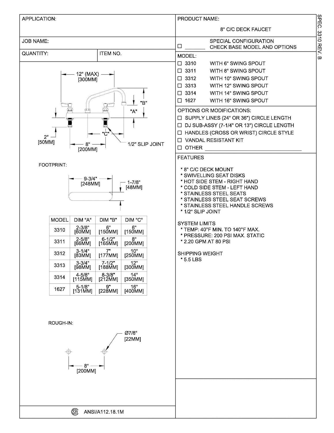 π Crazy Deals Fisher 3313 8 Deck Mounted Faucet with 12 Spout Black Friday Clearance Fisher 3313 8 Deck Mounted Faucet with 12 Spout