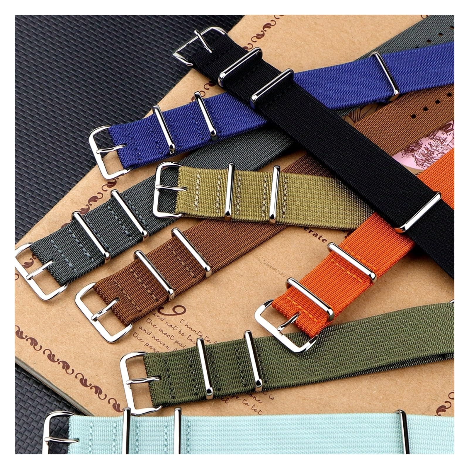 Run Ken Bracelet De Montre Nervuré 20mm 22mm 18mm Sangles En Nylon Robustes Bandes De Tissu De Bracelet De Montre Rétro