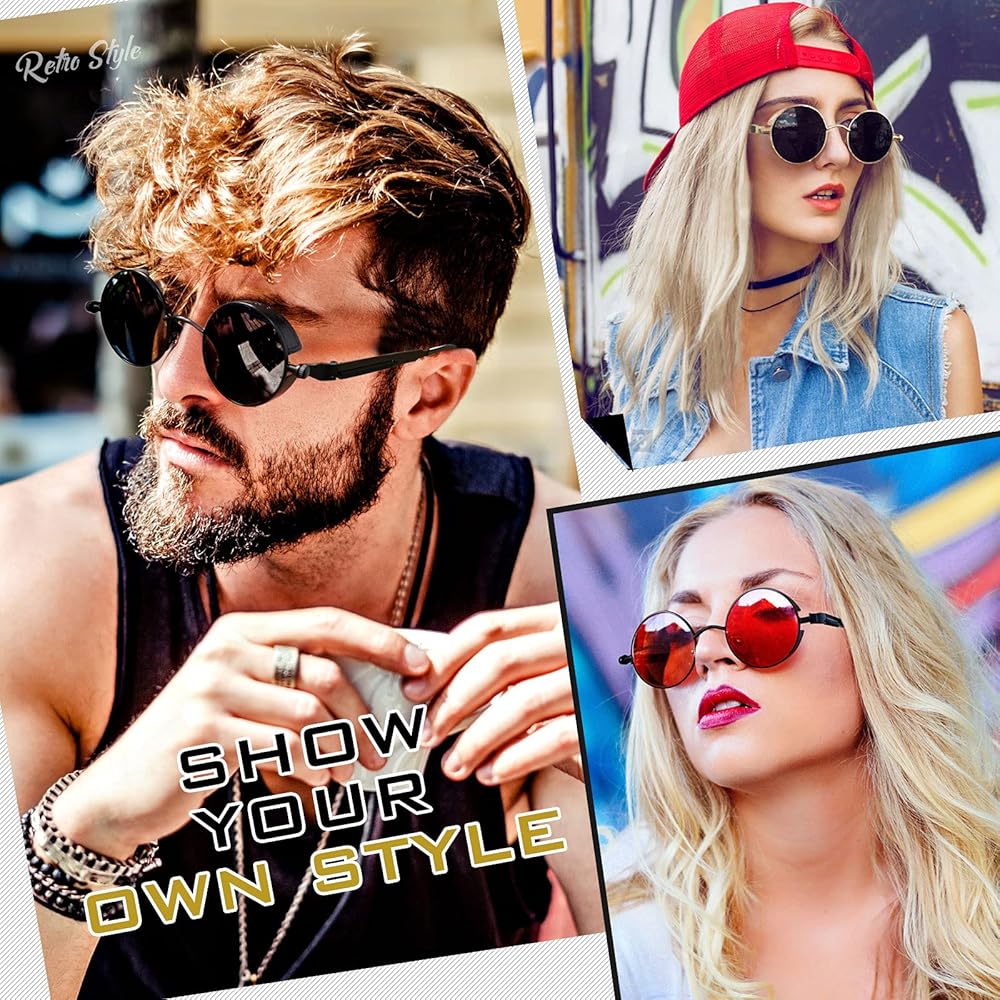 Amazon.com: GQUEEN Retro Round Circle Steampunk Sunglasses