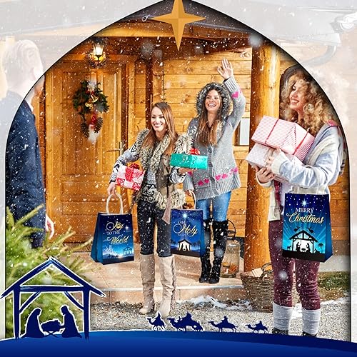 Miniatura 4 de 205 bolsas de regalo de Navidad con papel de seda, bolsas de regalo de Navidad cristianas, bolsas de papel de regalo de Navidad a granel para