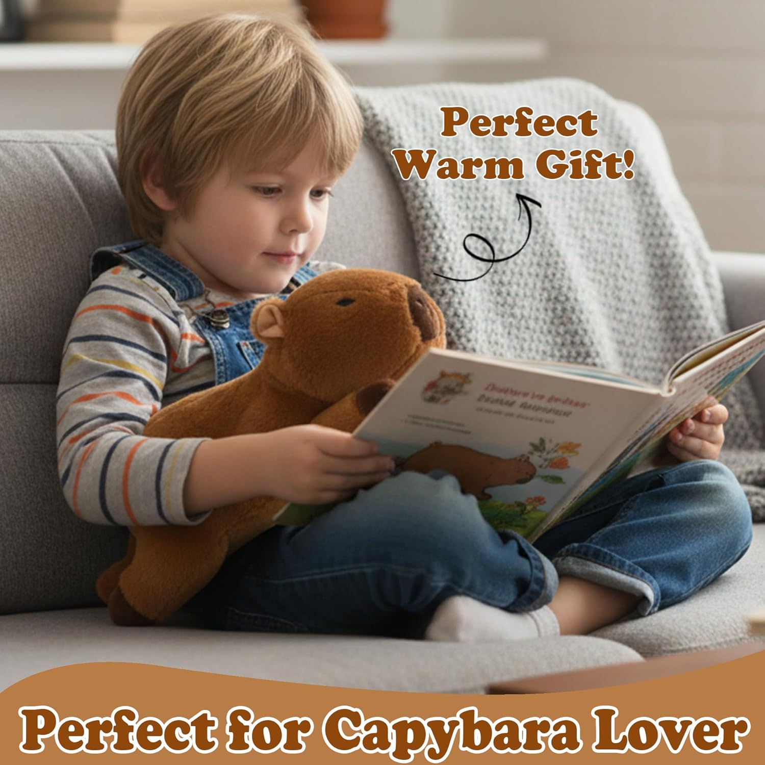Weighted Heating Capybara Stuffed Animal - 2.2lb Weighted Heated Stuffed Animals 17in Microwave Warmth Hugs Capybara Plush Unscented Heatable & Coolable Pads for Kids Girl Adult