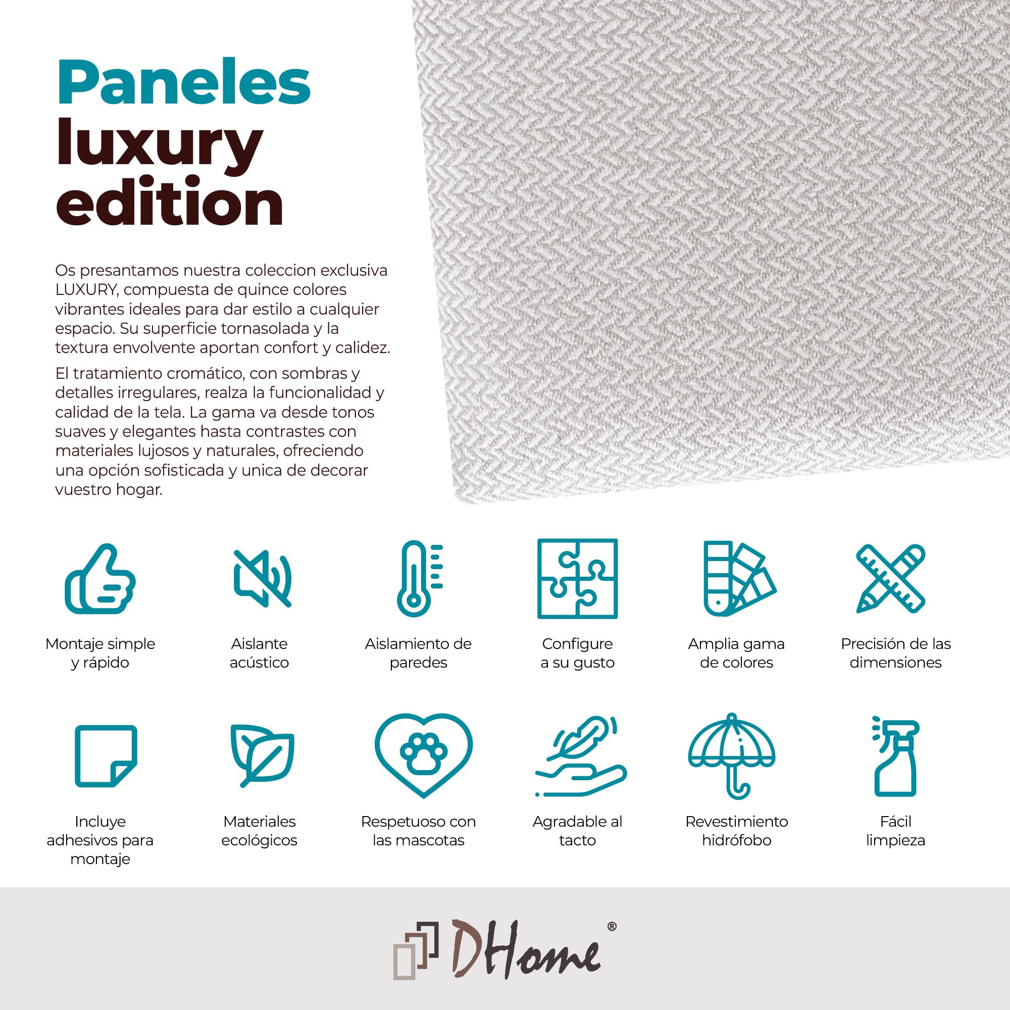 DHOME Juego de 1 Panel Tapizado Exclusivo Pack Serie Luxury Edition Autoadhesivos para Pared Acústicos Absorbentes Protección Impactos Cabeceros Decoración Hogar (Espigas Beige, 60x40cm, x1)