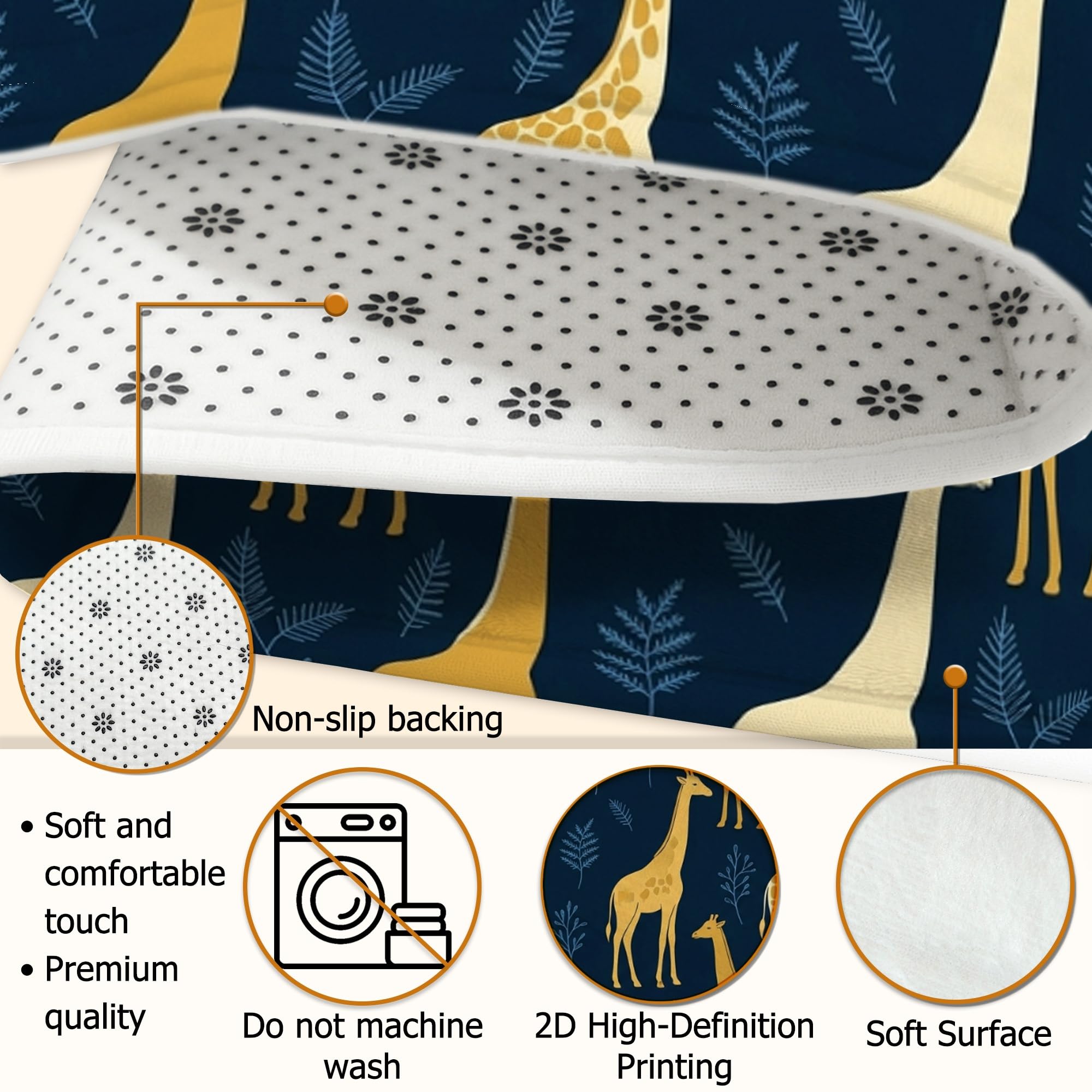 Alfombra de área de jirafa, diseño de hojas de animales naturales, sin esponja, de pelo bajo, suave, rectangular, resistente a las manchas, para sala de estar, dormitorio, debajo de la cama