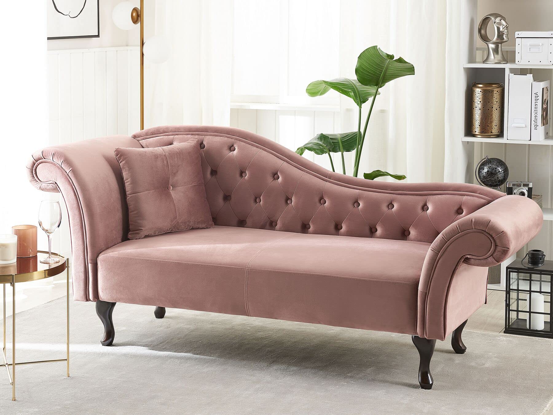 Chesterfield Chaise Lounge Couch Button Tuffted Velvet Diwan For Your Loving Space Living Room, Office, Bedroom (3-Person Sofa, Pink)-image-8