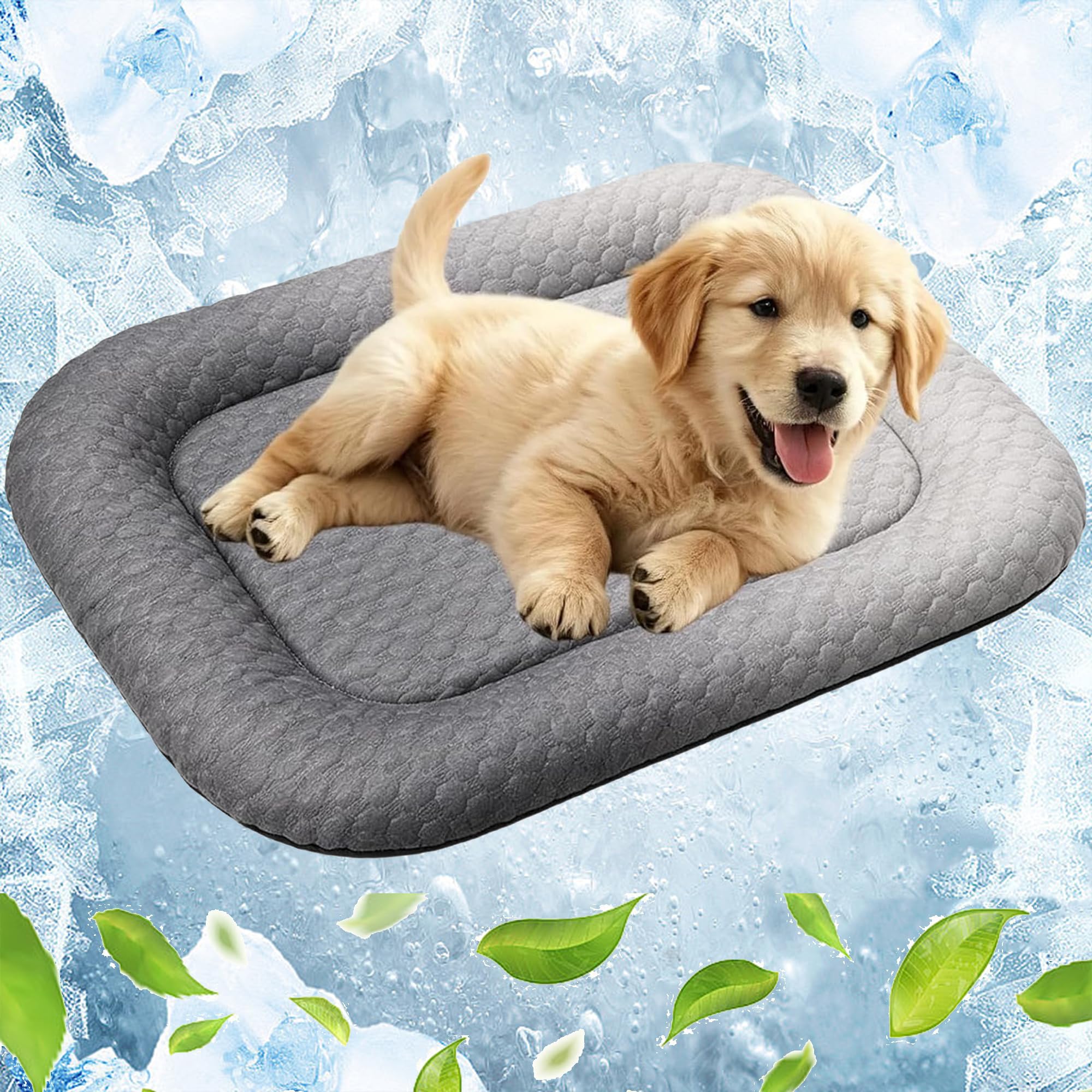 Cooling Gel Mat For Pets, Cat Cooling Mat-Summer Heat Relief Pad Breathable Cool Pad, Foldable Cooling Pad Self Heat Relief Cooling Technology, Washable Scratch for Dogs Cats (Gris, XL 60 * 80)