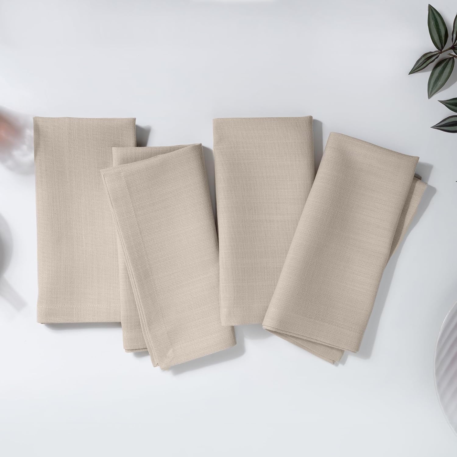 D'Moksha Linen Cloth Napkins 20 x 20 Inch Set of 4, Natural Cloth Napkins, Fall