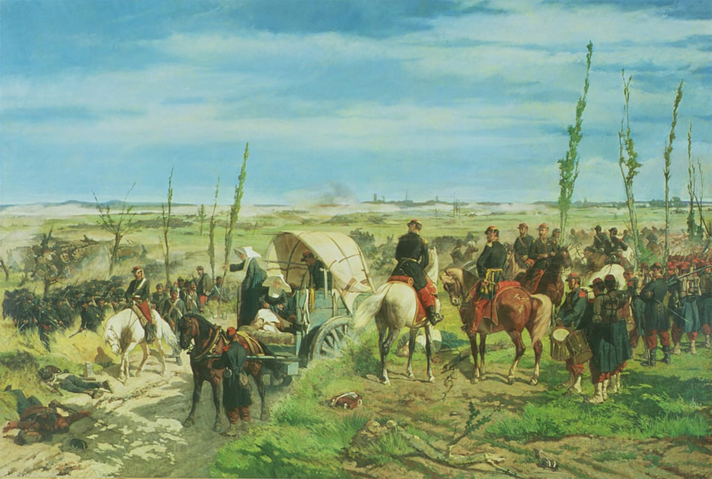 ARTXLXXBN Famous Print Painting Colorful Art Print the Italian Camp At the Battle of Magenta June by Fattori Canvas Art Decorations for Home Decor 60x90cm