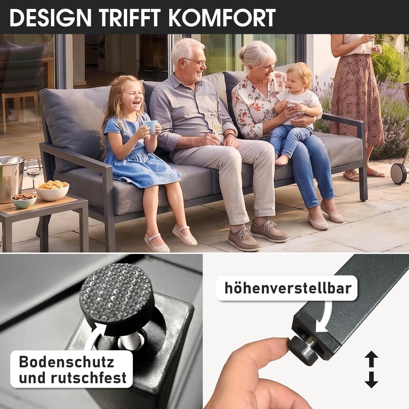 BRAST Gartenlounge-Set Aluminium Adria | viele Varianten & Module | bis zu 5 Personen | Sofa Sessel Tisch | korrosionsfrei wetterfest | Loungemöbel Essgruppe Gartenmöbel | Loungesessel