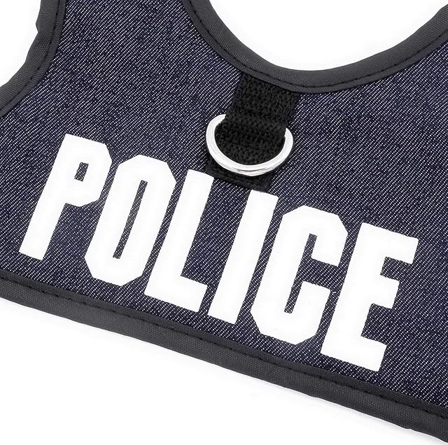 Foto 6 de 7 de smalllee_lucky_store Conjunto de arnés y Correa de Malla Suave con Estampado de policía para Gatos a Prueba…