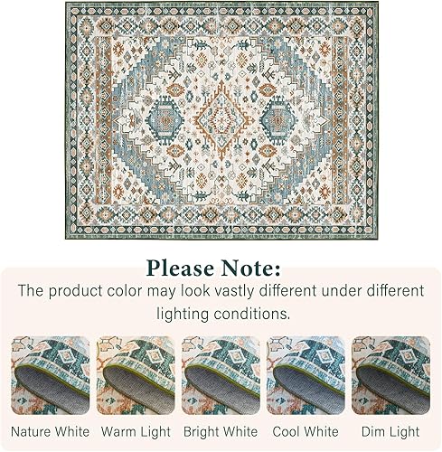 Miniatura 6 de CHOSHOME Alfombra para sala de estar, alfombras de área de 8 x 10, alfombras vintage antideslizantes, suaves, lavables, alfombra de área plegable