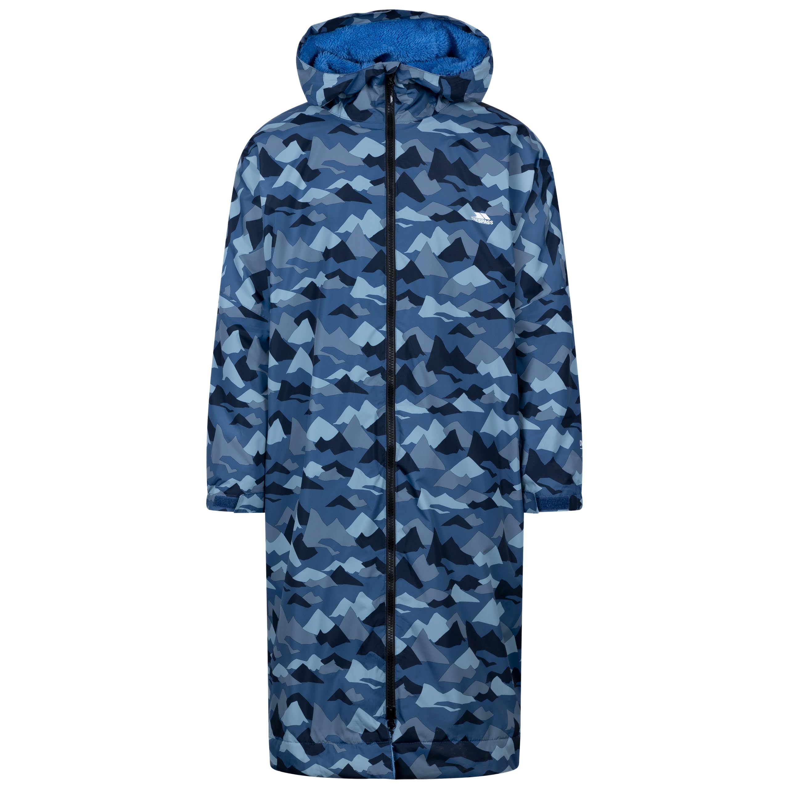 Trespass Unisex Blue Camo Dry Coat Hudsan - Oversized Changing Robe With Fleece Lining