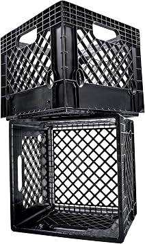 JEZERO Heavy-Duty Commercial Utility Crate | Made from Durable Recyclable HDPE | Impact-Resistant Storage Crate for Heavy Loads | 13" x 13" x 11", 16 Quart, 2-Pack
