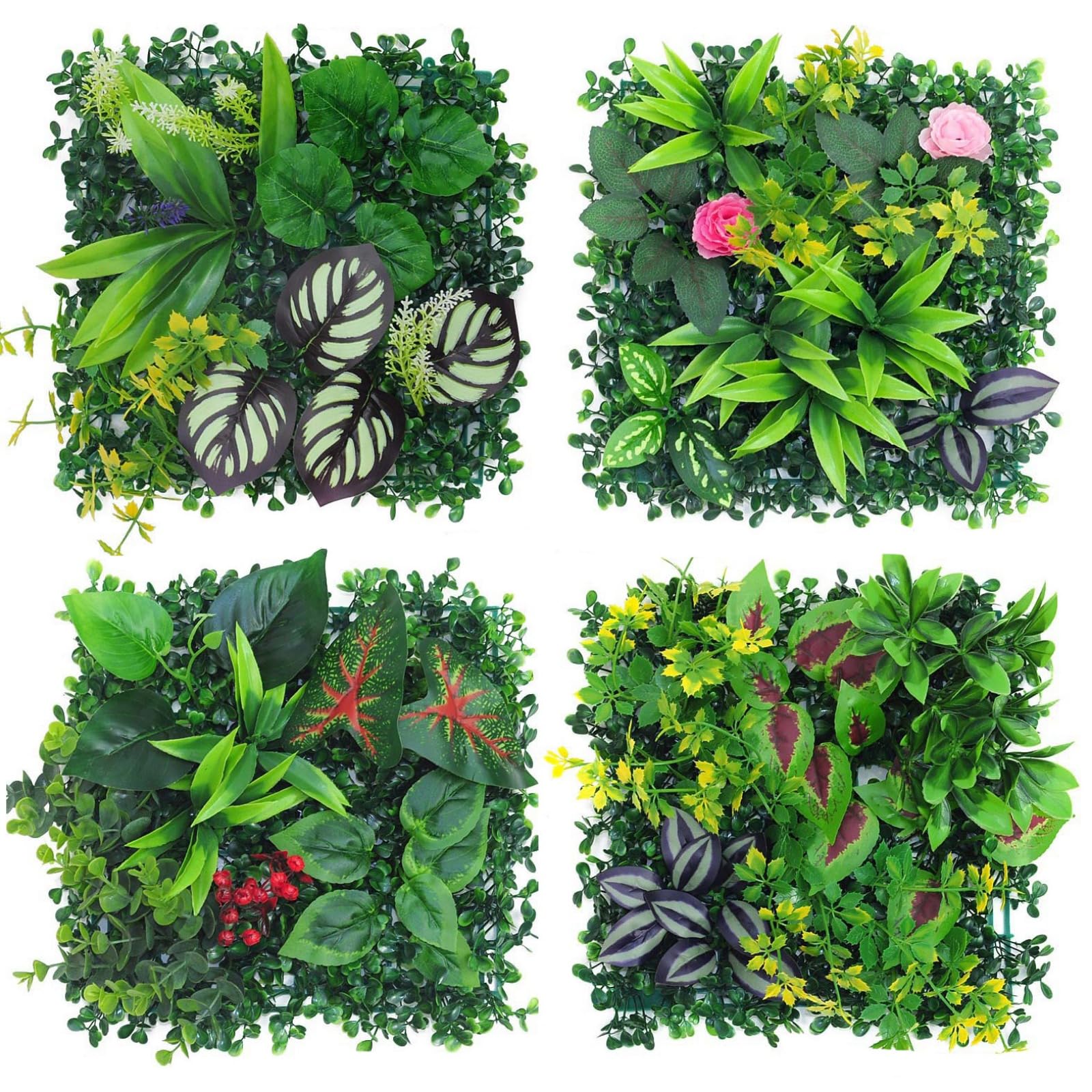 Lot de 4 plantes artificielles murales d'extérieur