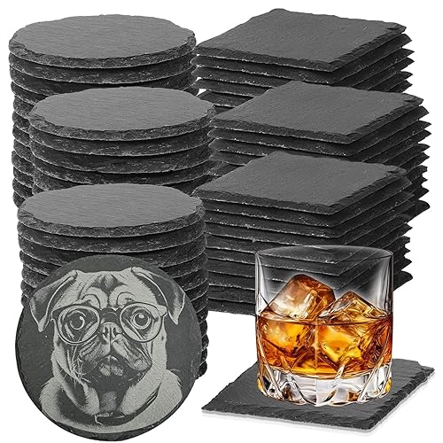 72pcs Slate Coasters Black 4 Inch Bulk Blank Rock Coasters