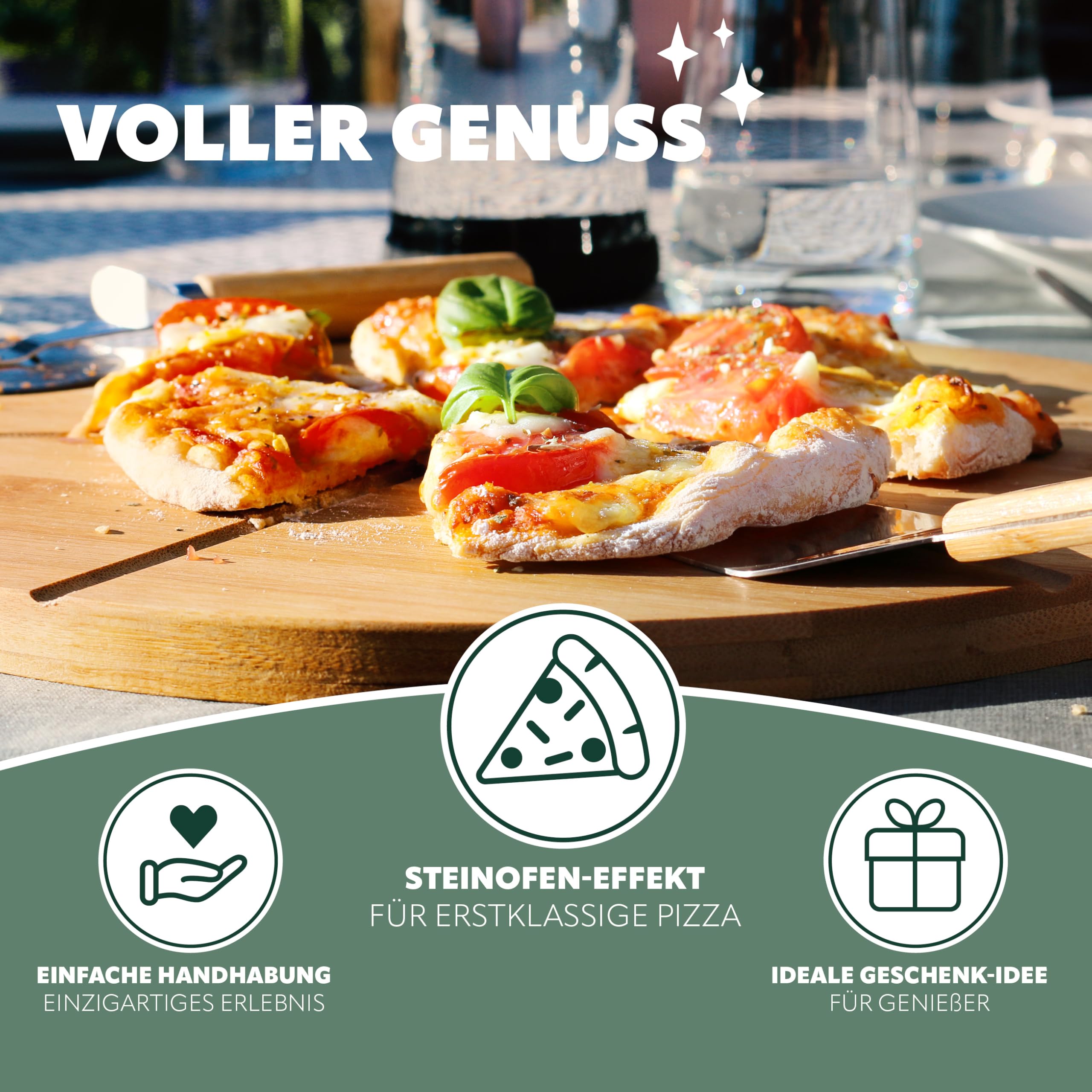 Bremermann Pizza-Aufsatz für Grills mit Thermometer, Schaufel und Pizzastein, 56 x 9 x 38 cm