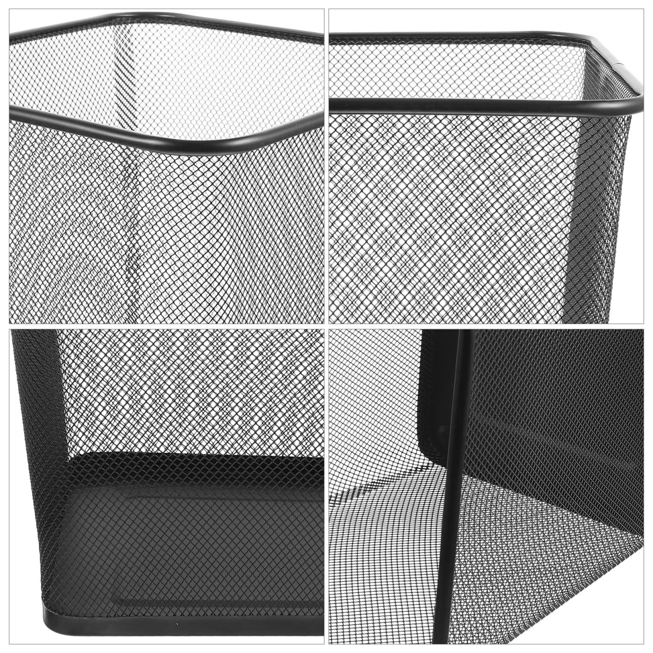 GANAZONO Black Mesh Square Trash Cans, Waste Basket with Open-Top for Office, Home, Kitchen